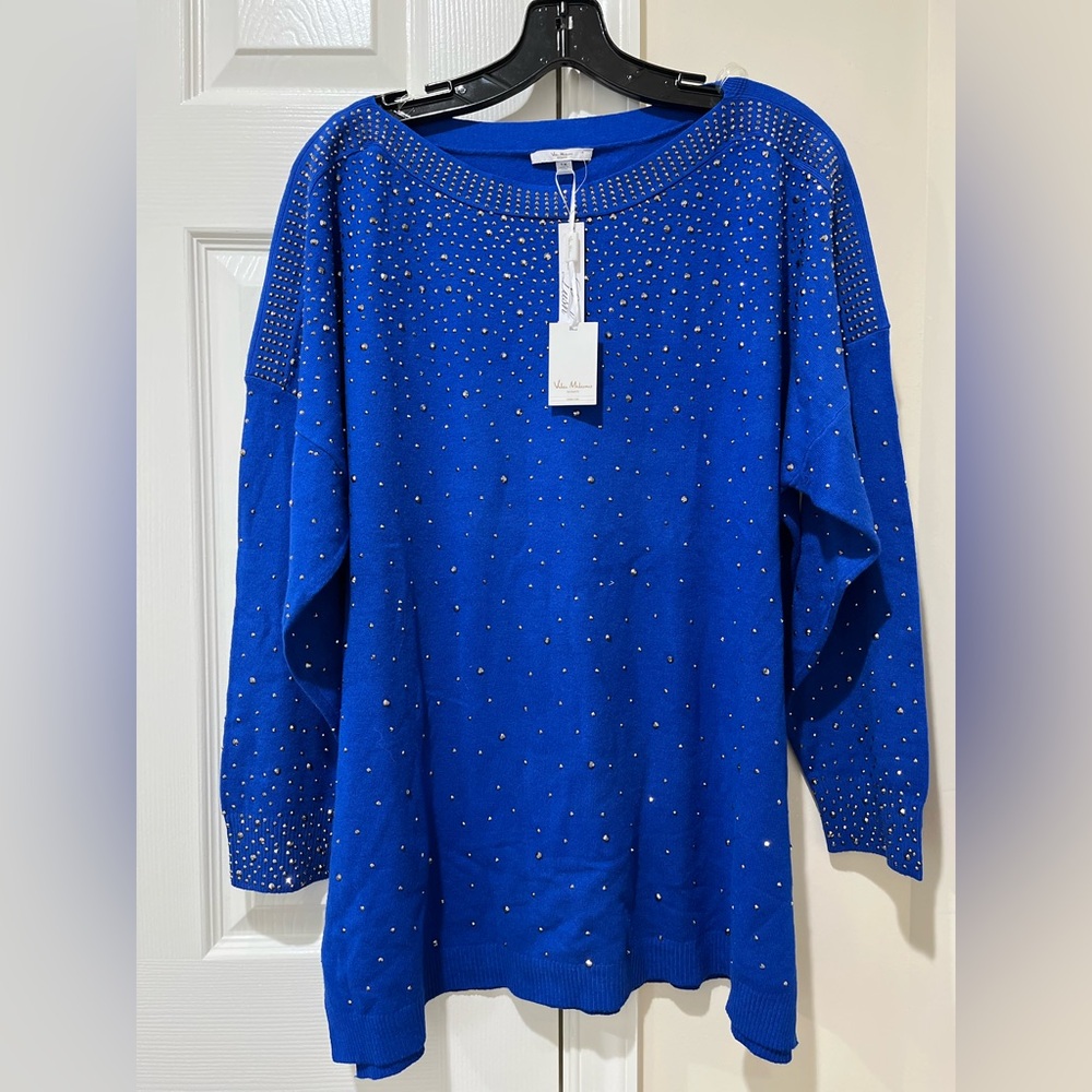 Elegant Blue Studded Women's Sweater